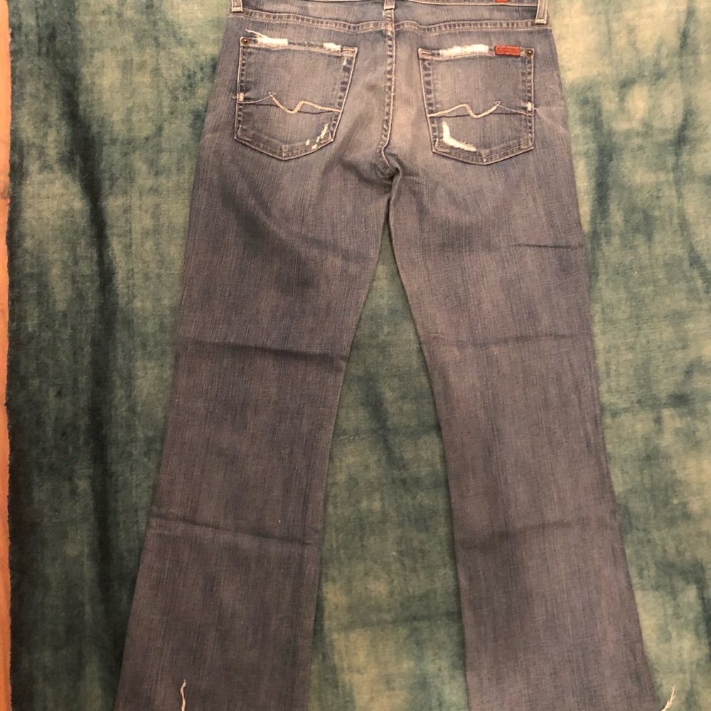 7 for all mankind Y2K distressed bootcut crop jeans 28 - Picture 4 of 5